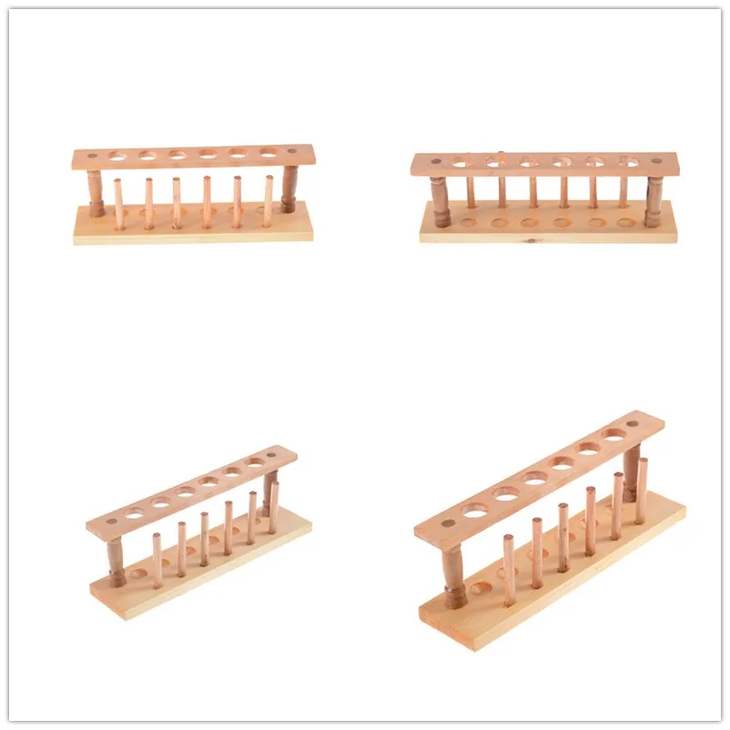 

Wooden Test Tube Rack 6 Holes and 6 Pins Holder Support Burette Stand Laboratory Test tube Stand Shelf Lab School Supply