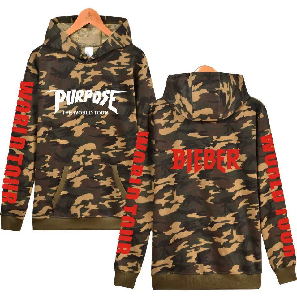2018 NEW Pop Justin Bieber Purpose Hoodies Cloths Men's Hoodie Sweatshirt Camouflag Hoody Sweatshirt Justin Bieber Purpose