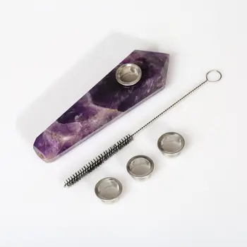 

Natural Dream Amethyst Quartz Crystal Smoking Pipe Rock Cigarette Holder Purple+3+ 1pc