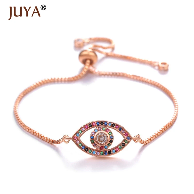 copper zircon bracelet femme latest design 10 styles fashion charms evil eye bracelets for men women armband pulsera - Окраска металла: Rose gold