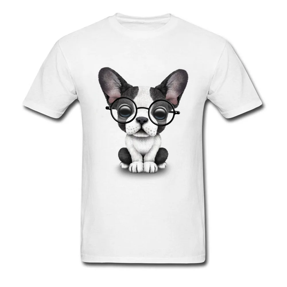 Cute French Bulldog Puppy with Glasses_white