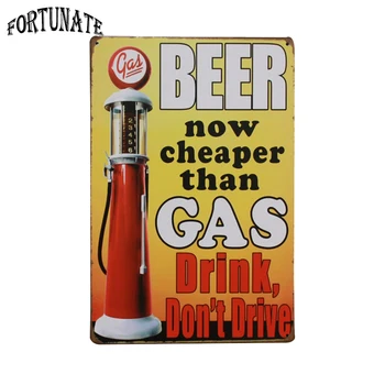 

Hot Beer Cheaper Than GAS Metal Signs Home Decor Vintage Tin Signs Pub Vintage Decorative Plates Metal Wall Art
