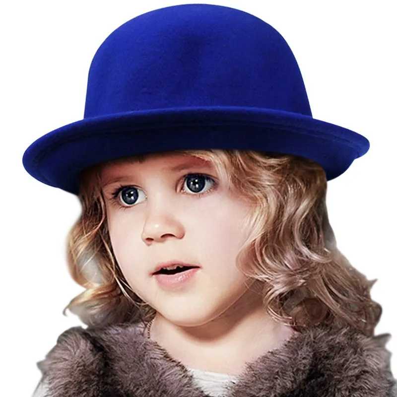 Новая Винтажная Мягкая шерстяная детская шляпа Боулер Дерби fedora сминаемая шляпа 9 цветов 20