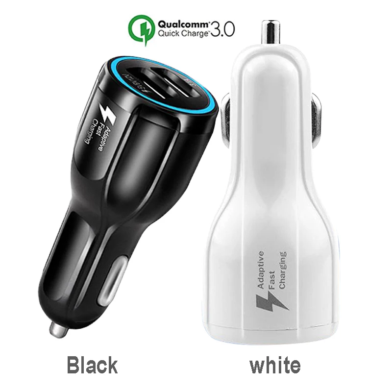 50 قطعة بالجملة سريعة تهمة QC 3.0 5 V 9 V 12 V المزدوج USB سريع شاحن آيفون سامسونج اللوحي محول السفر سيارة-شاحن