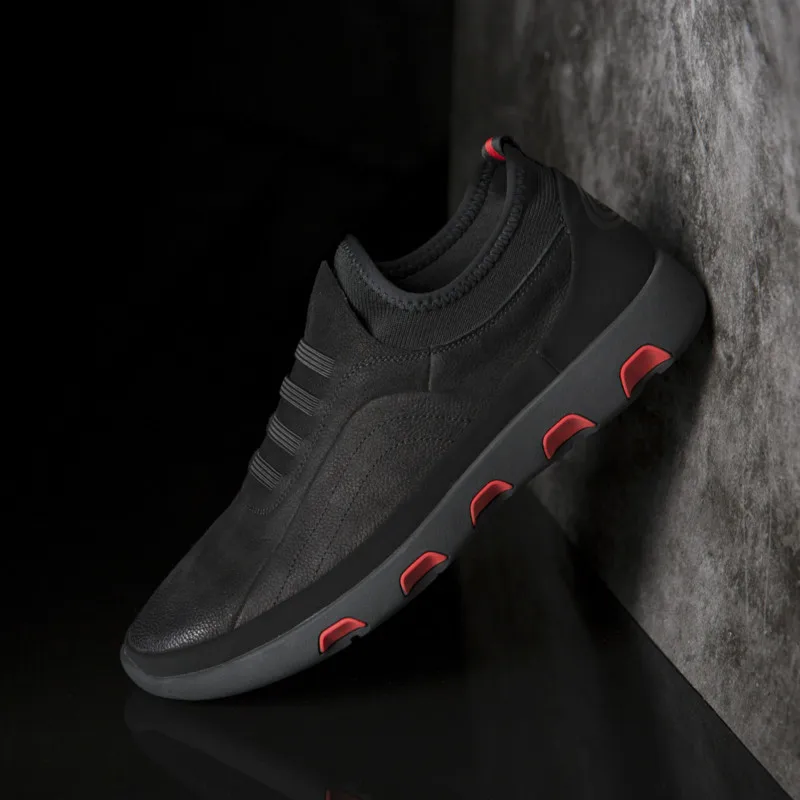 

JINBEILEE New Men's Breathable Fashion Skateboarding Shoes Men's Casual Shoes First Layer Leather Warm Single Shoes