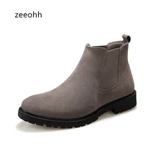 Zeeoh/мужские ботинки из телячьей замши; Формальные высокие Брендовые ботильоны; мужские оксфорды на низком каблуке; Botas; осенне-зимние ботинки; мужская обувь