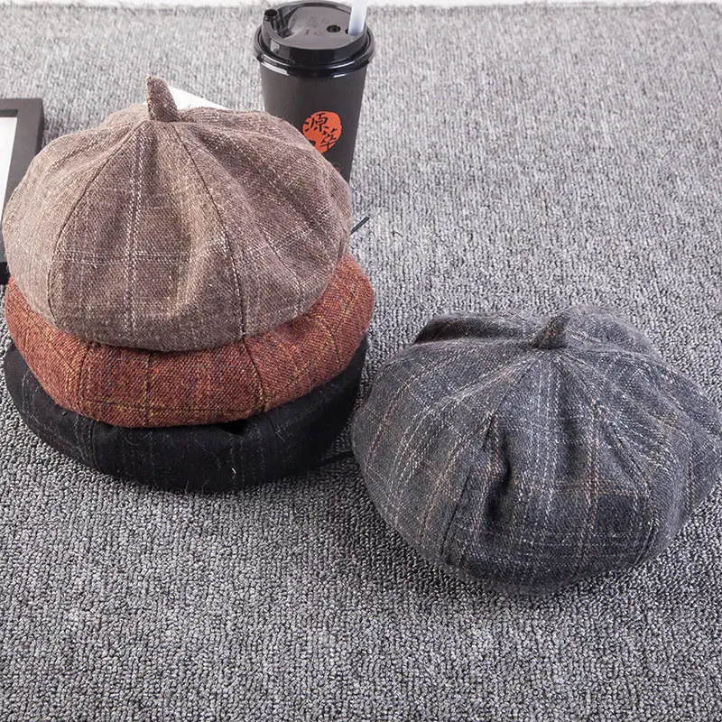 Winer Visgraat Tweed Krantenjongenspet Mannen achtoekige Кепка плоская кепка, модная шикарная Кепка Reizen Platte Hoed, Gorras Planas