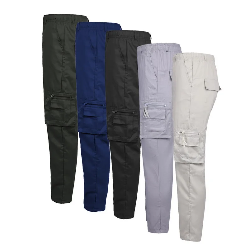 

VERTVIE 2019 New Summer Autumn Casual Thin Pants Multi Pocket Solid Trousers Oversize Loose Pants Elastic Waist Pants 3XL