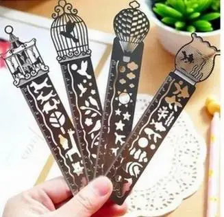 100 PC креативная металлическая линейка прямая Закладка полые ультратонкие линейки Корея канцтовары офисный школьный поставщик