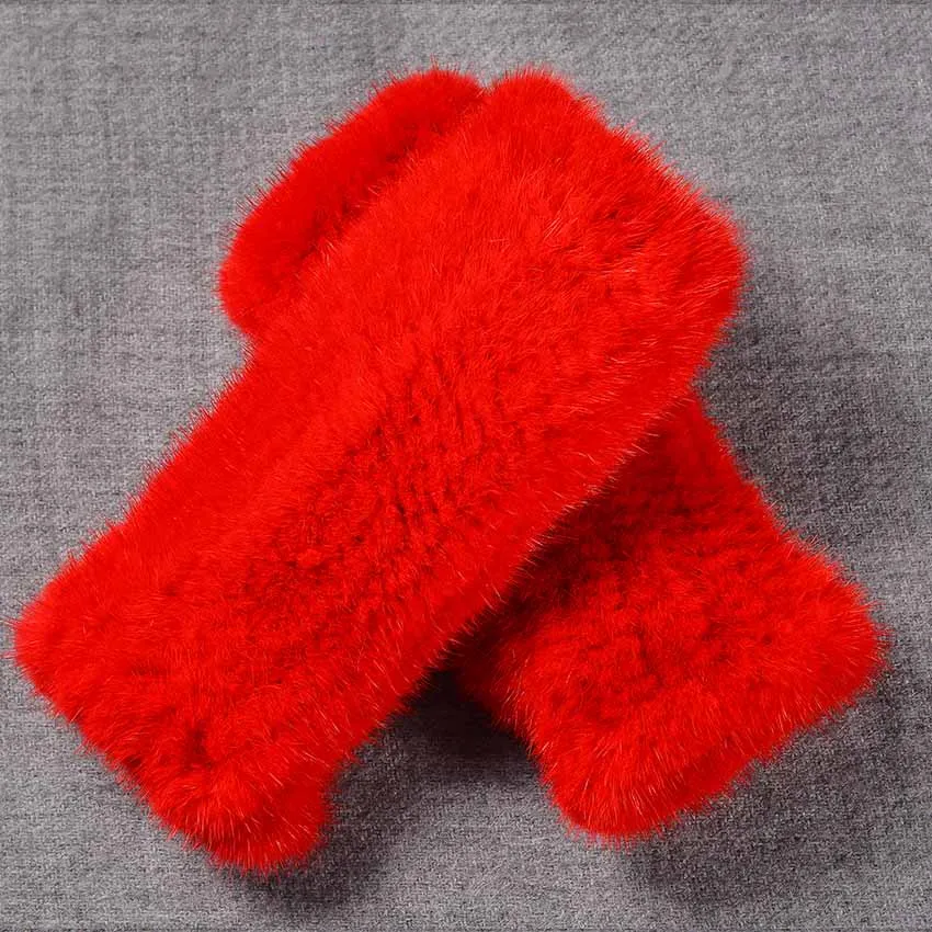 Зимний мех норки Перчатки для Для женщин высокое натуральным мехом Перчатки Для женщин 20 см модные Подлинная перчатки трикотажные норки мех пальцев - Цвет: 13