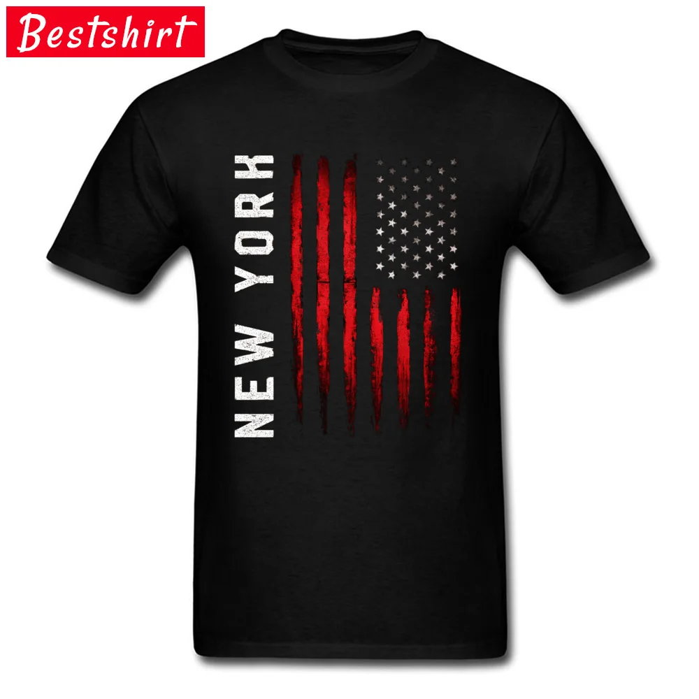 American flag New York Vintage Round Collar T-Shirt Autumn comfortable T Shirt 2018 New Fashion 100% Cotton Fabric T Shirt Men American flag New York Vintage black
