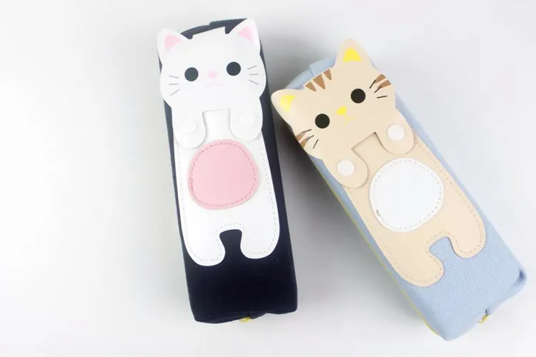 В Корейском стиле с милым рисунком кота пенал Kawaii мешок ручки PU кошка Карандаши Сумки сумка для хранения канцелярских escolor школьные принадлежности