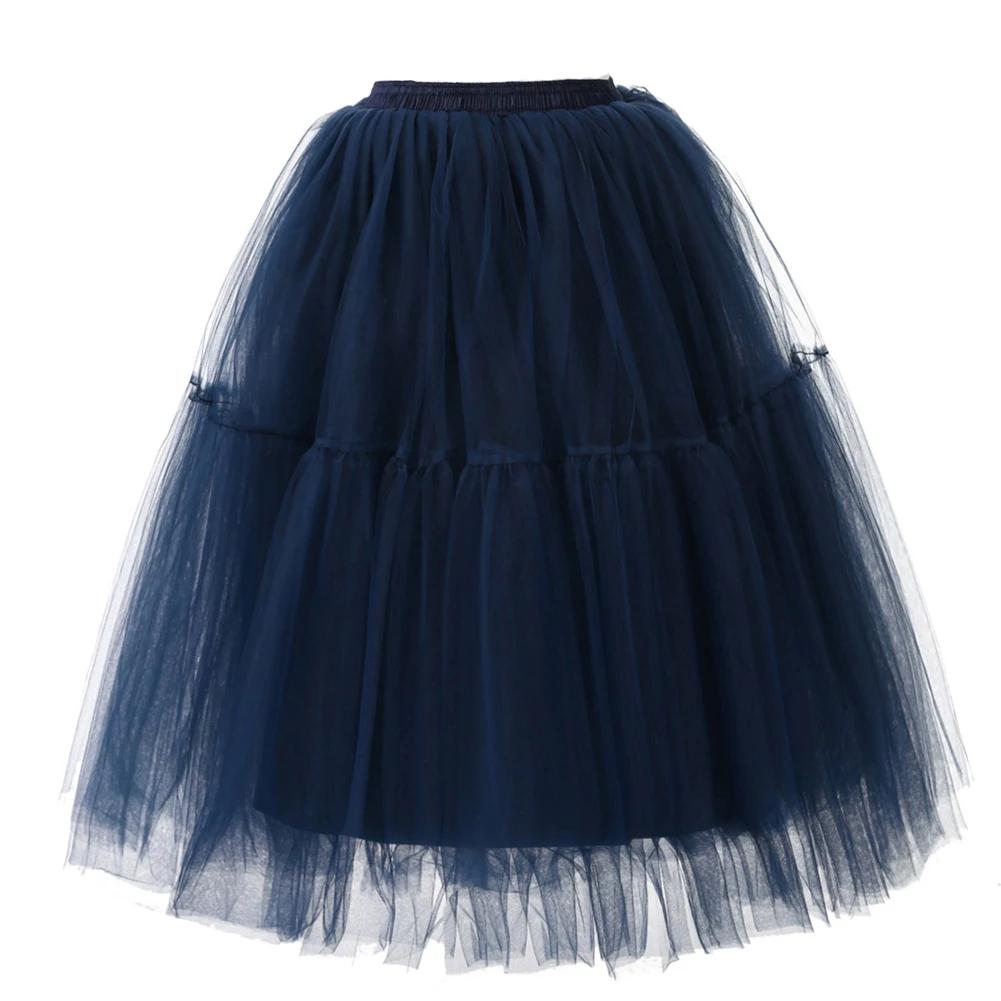 Navy Blue Пышные юбки-американки для девочек; вечерние фатиновые юбки; балетная танцевальная юбка; подарок - Цвет: Navy Blue