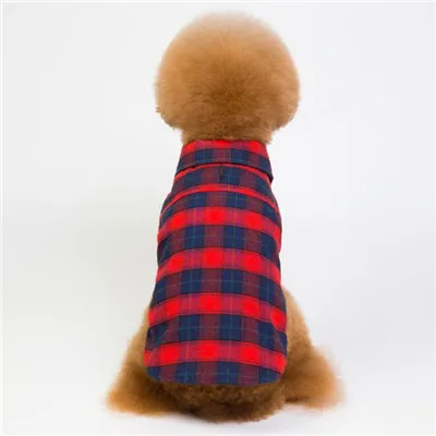 Плед Рубашка с рисунком «Собаки» Одежда для маленьких средних собак Ши-тцу Шнауцер Pet Puppy dog Cat футболка рубашка поло костюм Костюмы рубашки - Цвет: red