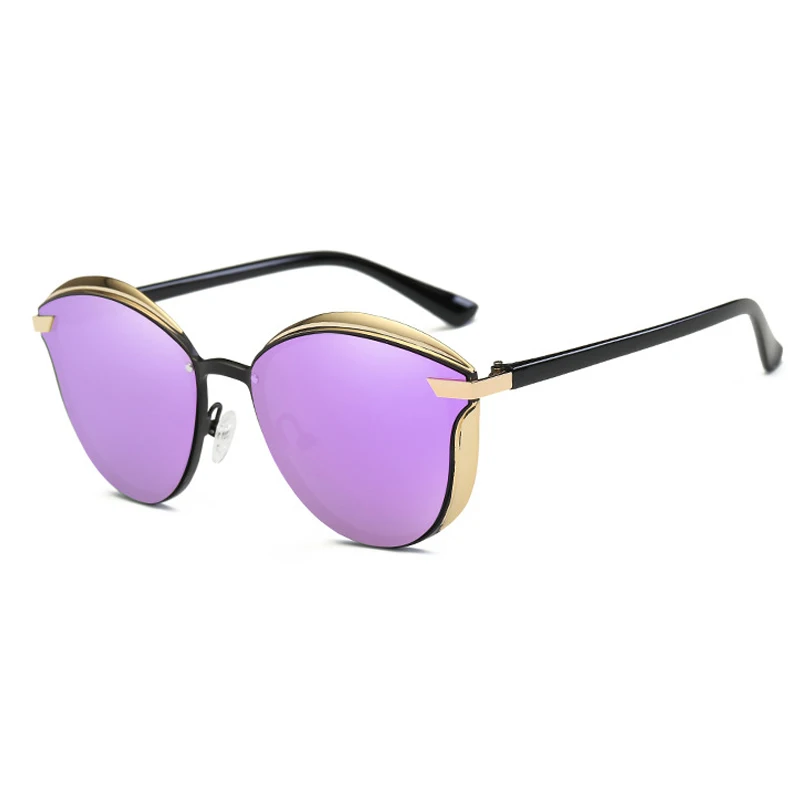 SIMPRECT Круглые Солнцезащитные очки Для женщин поляризационные UV400 высокое качество металла зеркало солнцезащитные очки Мода ретро люнет De Soleil Femme - Цвет линз: GOLD PUPLE C4