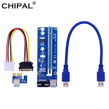 

CHIPAL 100PCS PCI Express PCI-E 1X to 16X Riser Card Adapter with 30cm USB 3.0 Cable + SATA to 4Pin Molex Power Wire for BTC LTC
