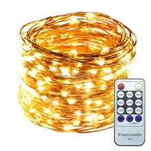 Теплый белый свет 20 м/м 30 м/м 50 светодио дный светодиодный медный провод гирлянды праздничные декоративные Звездные огни+ адаптер питания+ пульт дистанционного управления