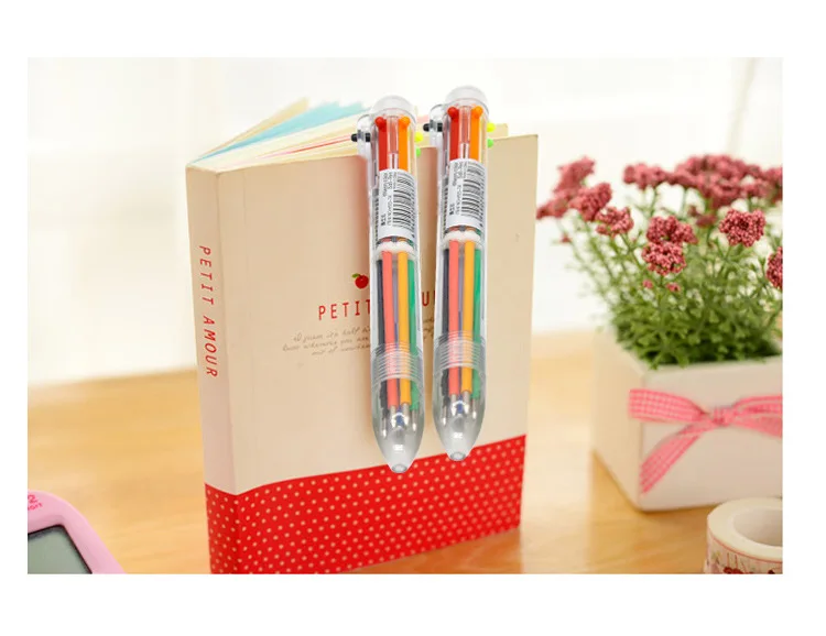 1 шт. прозрачная пластиковая 6 цветная шариковая ручка Креативные студенческие пресс масляная ручка, подарочная ручка для офиса