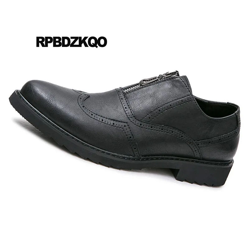 Richelieu Hauteur Croissante Éclair Black gray Européenne black Caché Fermeture Wingtip Italie Elevator Ascenseur Hommes Oxfords gray Brosse Robe Bureau Chaussures Noir Bout Pointu Elevator q0vFxwx