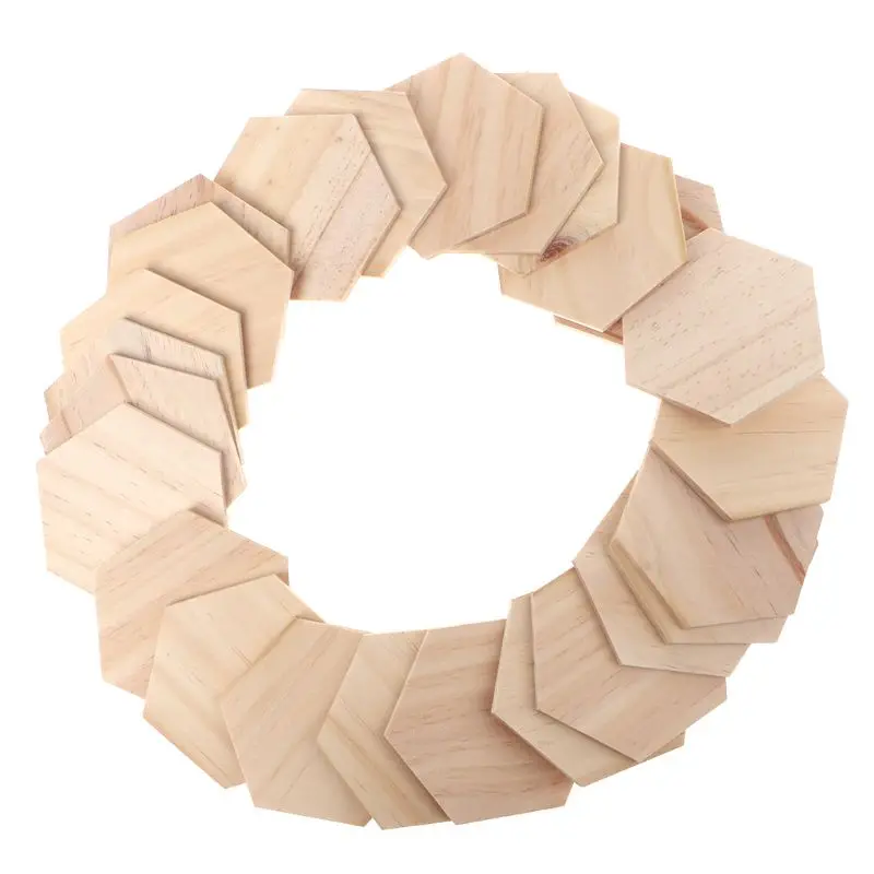 

25Pcs/Set Laser Cut Wood Hexagon Embellishment Wooden Slices Craft Wedding Decor Crafts DIY