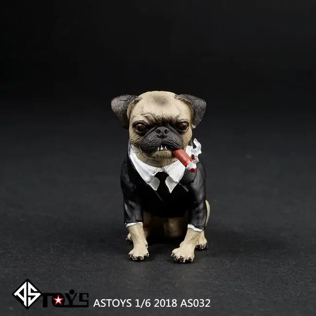 

ASTOYS 1/6 2018 AS032 pug Wear a suit Cigar dog Scene props men in black