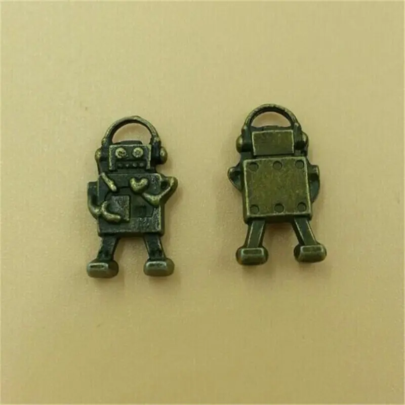 

Promotion New Robot Charms Antique Bronze Silver Alloy Pendant Jewelry Findings 17*9mm 30pcs/lot T199 New Arrival Free Shipping