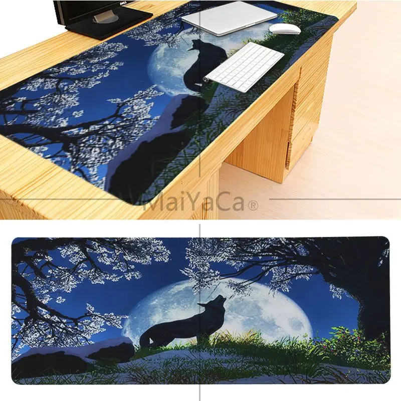 LockEdge 30X90cm MaiYaCa Волк Луна индивидуальные коврики для мышки ноутбука коврик для мышки в стиле аниме коврик для клавиатуры Резиновые Gaming Мышь pad стол коврик - Цвет: LockEdge 30X90cm