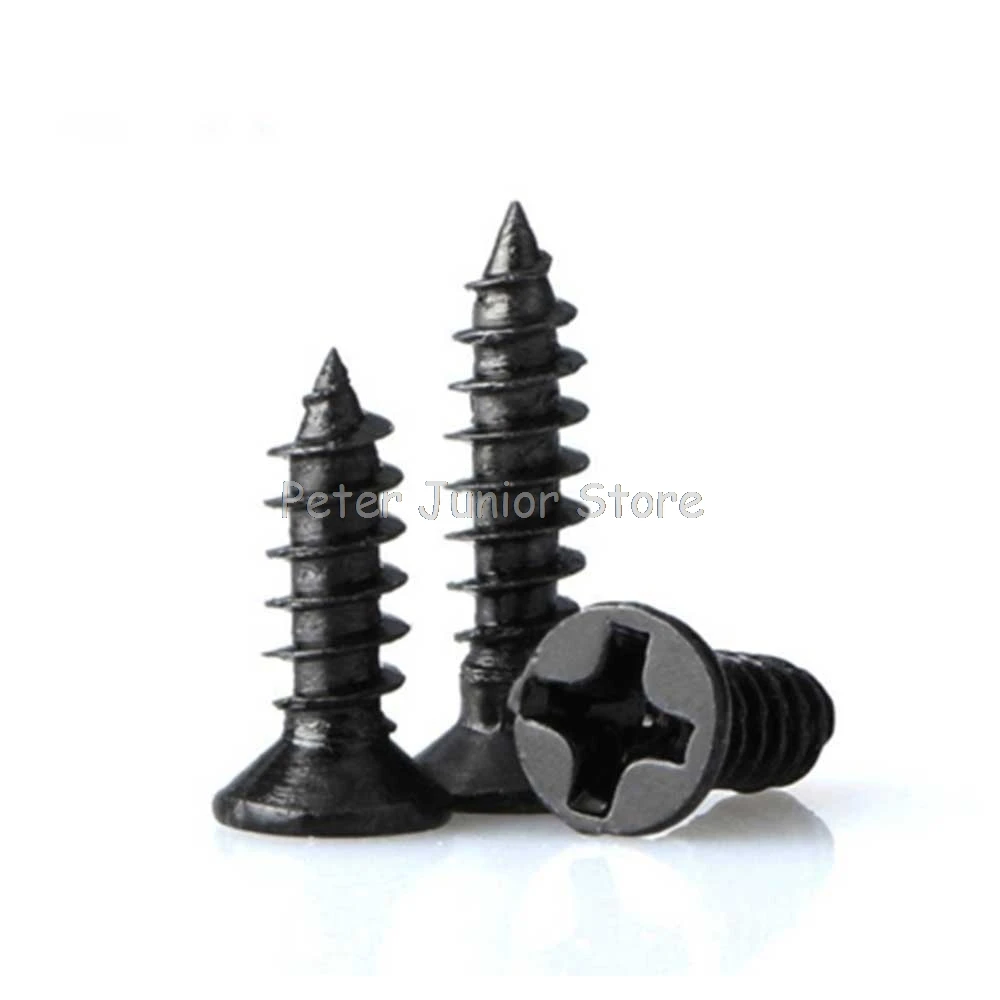 

100Pcs KA Black M1.4 M1.7 M2 M2.3 M2.6 Self-tapping Screws Countersunk Flat Head Electronic Small Screws GMN