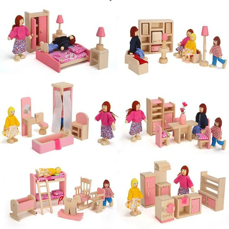 6 rooms children whole set wood pink furniture doll house toys/ Kids girls birthday gifts of wooden kitchen bathroom bedroom toy 6 rooms children whole set wood pink furniture doll house toys/ Kids girls birthday gifts of wooden kitchen bathroom bedroom toy