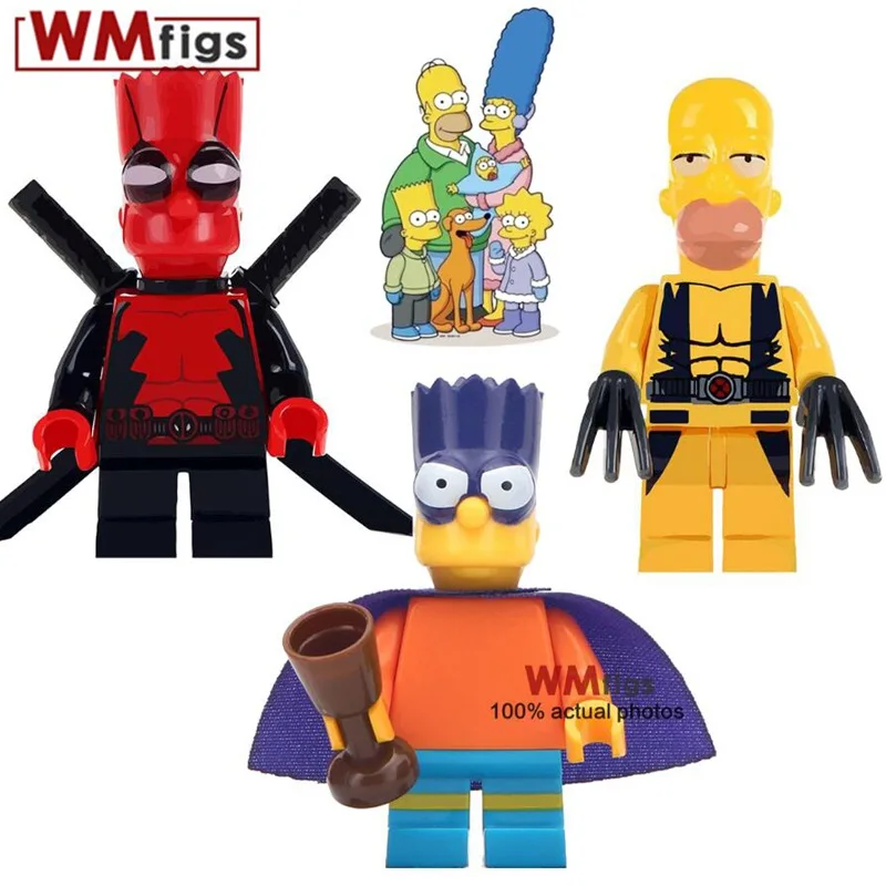 

Single Deadpool Wolverine Simpson Legoings Anime Cartoon Figures Pennywise Clown Brick Building Blocsk Children Toys Gift