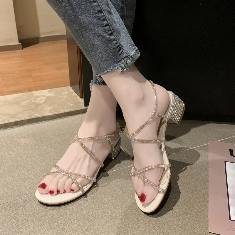 

Comfort Shoes For Women Luxury Sandals Summer Heels Suit Female Beige Buckle Strap Med 2019 Women's Comfort Block Fashion