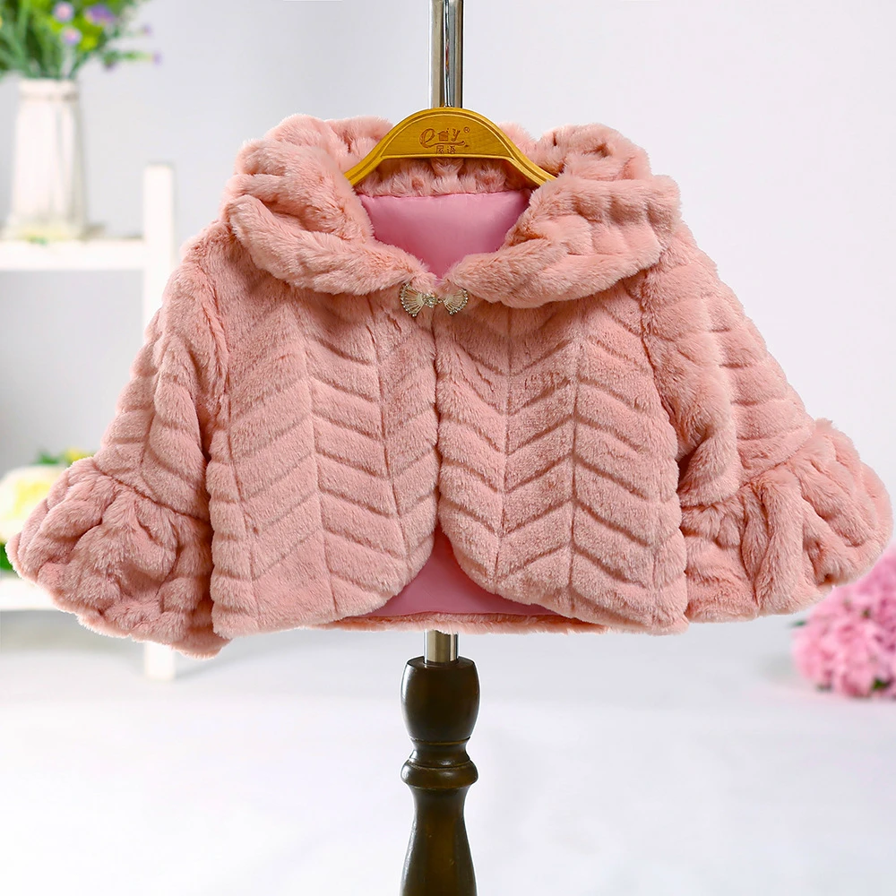 

MQATZ Long Bell Sleeve Warm Wedding Cloak Fur Trim Junior Plush Cape For Communion Dress Flower Girl Jacket Costumes Baby Girls