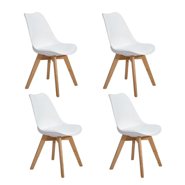 Best Price EGGREE Set of 4 Dining/Office Chair With Solid Wood Beech Legs Leisure Bar Coffee Chair Modern Design For Reception Room White Best Price EGGREE Set of 4 Dining/Office Chair With Solid Wood Beech Legs Leisure Bar Coffee Chair Modern Design For Reception Room White