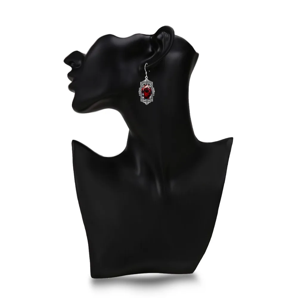 Szjinao Изящные серьги маркиза красный гранат Женская мода Европейский стиль Soild 925 серебряные серьги