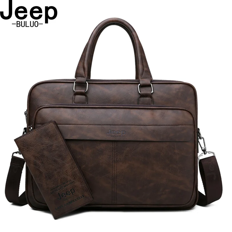 Мужской деловой портфель jeep buluo оранжевый брендовый для путешествий сумка