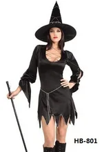 Ensen negro bruja mágica cosplay traje de halloween para las mujeres traje de la bruja ropa de baile sexy dress discoteca traje uniforme