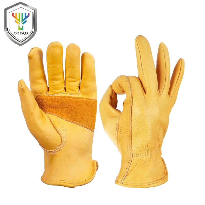 

OZERO Men's The Driver Cowhide Motorcycle Gloves Windproof Anti Cold Anti Snowboard Hiking Hunting Gloves 1005