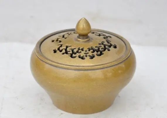 

S06072 marked old china chinese pure bronze fane joss statue Incense Burner Censer pot