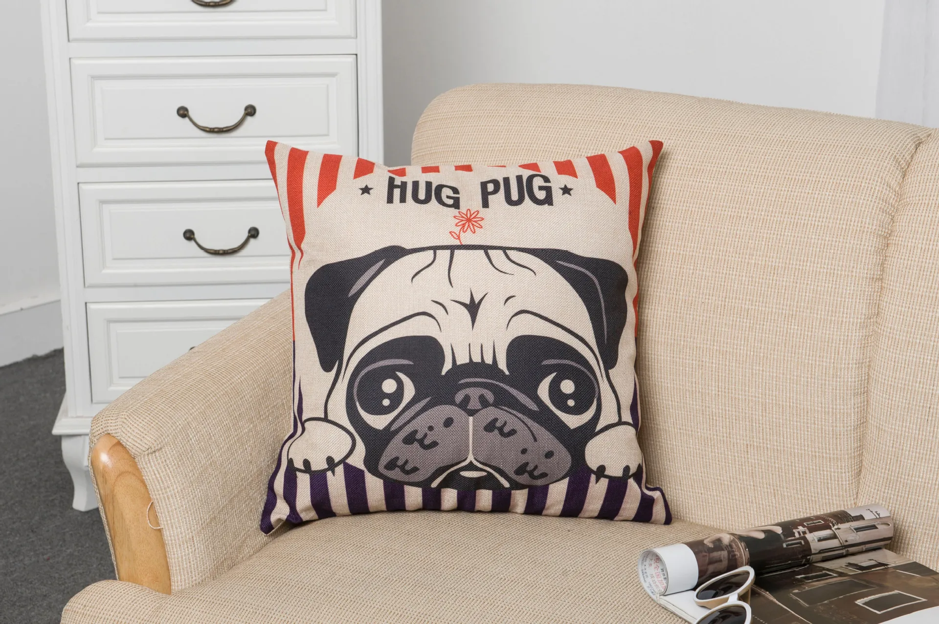18 Nordic Style Animal Pillowcase Painting French Bulldog And