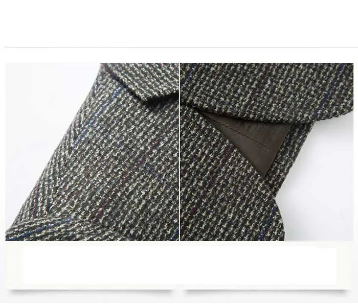 Мужской шерстяной Блейзер с рукавом с налокотником патч твидовый в клетку костюм куртки Slim Fit повседневный бизнес-платье, пиджак Elgland одежда