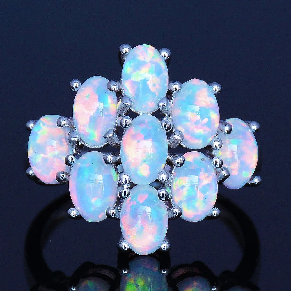 

Fashion cluster white fire opal ring for lady's gift