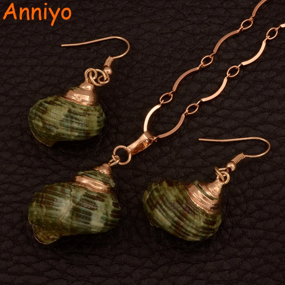 

Anniyo Light Gold/Real Shell Pendant & Earrings Women,Papua New Guinea Jewelry(Real shell the color/size cannot the same #109806