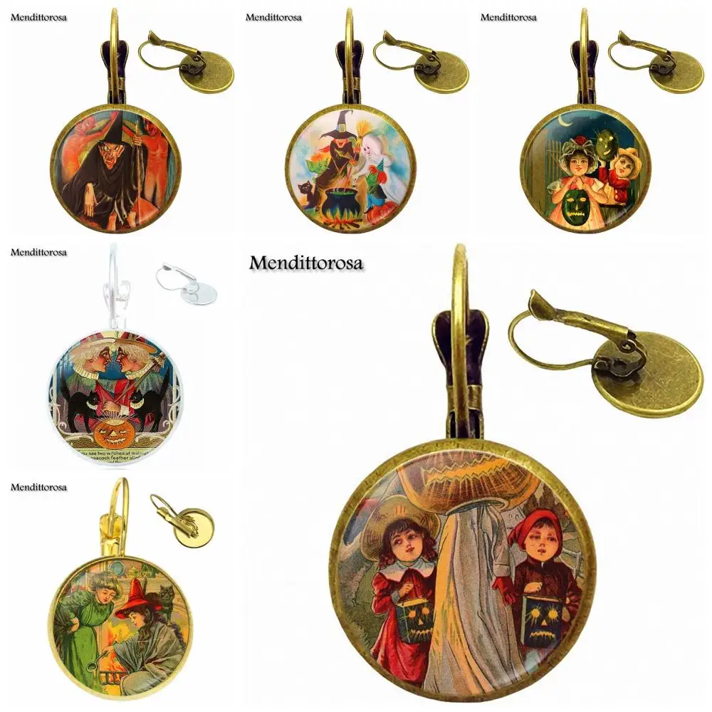 

For Women Children Jewelry Bronze/Silver/Golden Clip Ear Hook Drop Earrings Jewelry Crystal Gift Twins Old Wicked Witch
