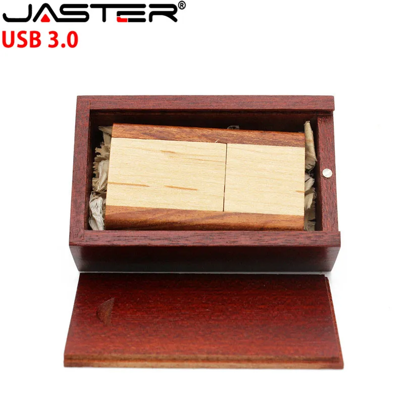 JASTER USB 3,0 логотип на заказ Деревянный usb+ коробка usb флеш-накопитель nutural wood Memory stick 4GB 8GB 16GB 32GB свадебный подарок