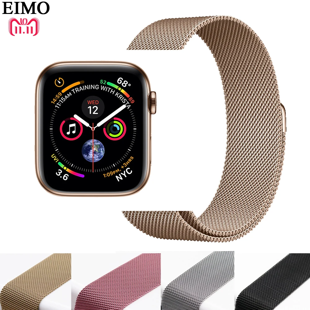 

EIMO Milanese loop strap for apple watch 4 iwatch band 42mm 44mm 38mm 40mm Space Black link Bracelet mesh watchband Accessories
