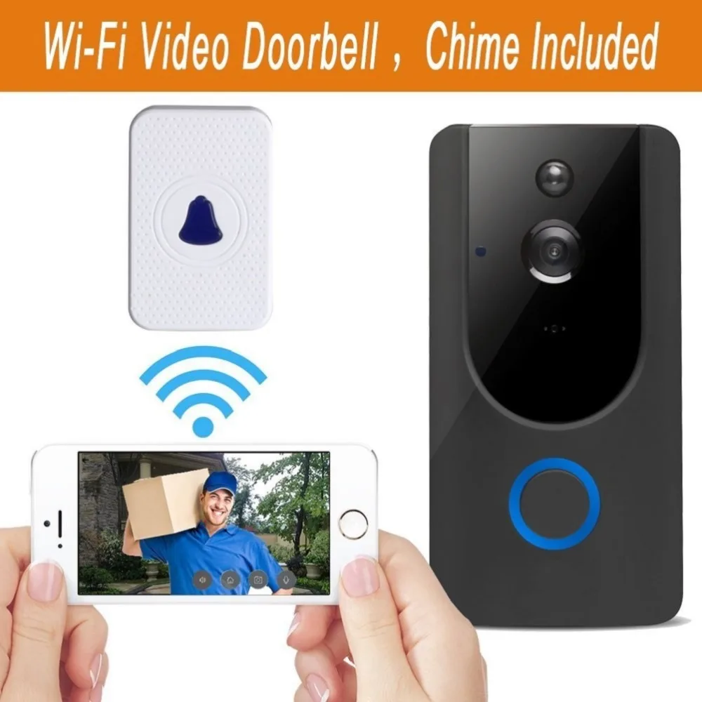 Беспроводной умный дверной звонок 720P HD Wi Fi камера видеонаблюдения с памятью 8 Гб и