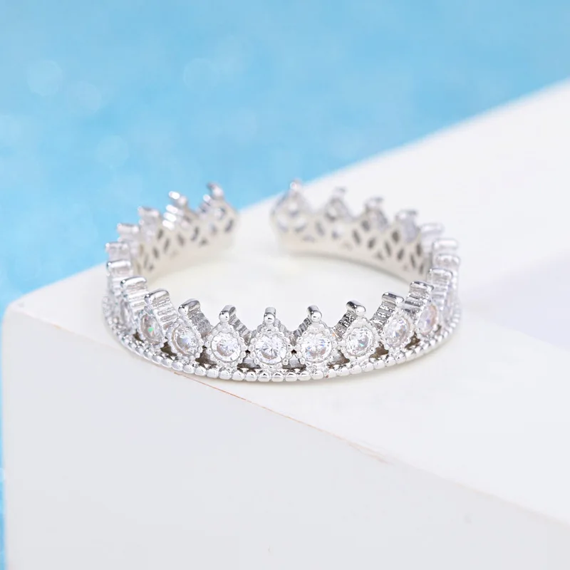 Роскошные инкрустированные AAA циркон кольцо темперамент для женщин 925 стерлингового серебра ювелирные изделия римская Корона Кольца модные простые ювелирные изделия