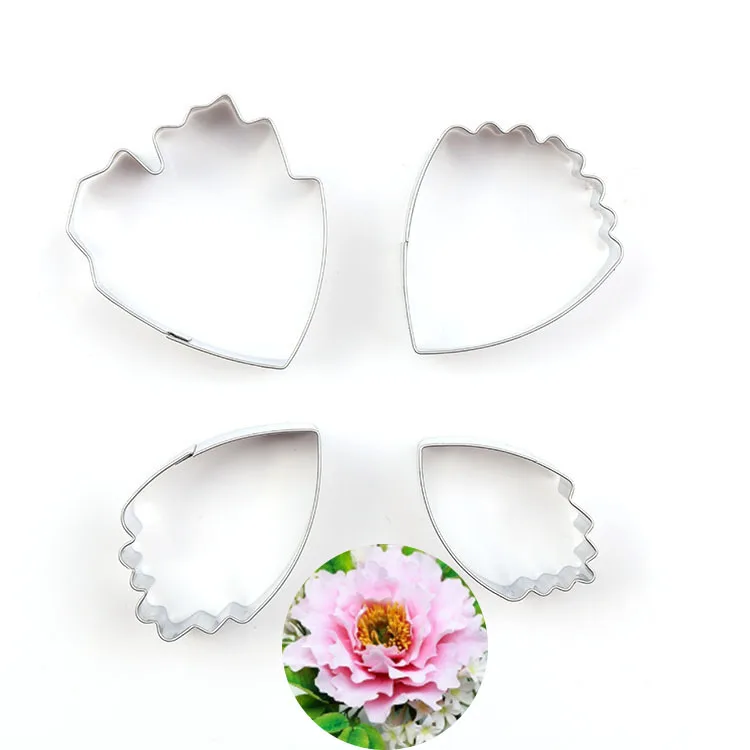 4pcs stainless Steel turning Sugar Flower Mould small Peony cutting Die DIY Baking tool | Дом и сад