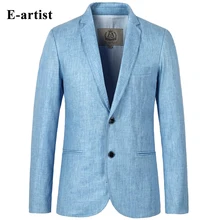 E-artist Mens Slim Fit Business Casual Linen Blazer Jackets Suit Coats 2 Buttons Outwear Overcoats Plus Size 5XL X06