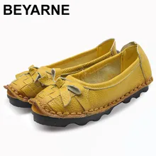 BEYARNE/Весенняя женская обувь из натуральной кожи с цветочным узором на мягкой подошве на плоской подошве; повседневная обувь на плоской подошве; женская летняя обувь; sapato feminino